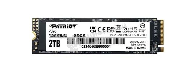 Накопитель SSD Patriot P320 2ТБ, M.2 2280, NVMe, R/W 3000MB/2200Mb/s