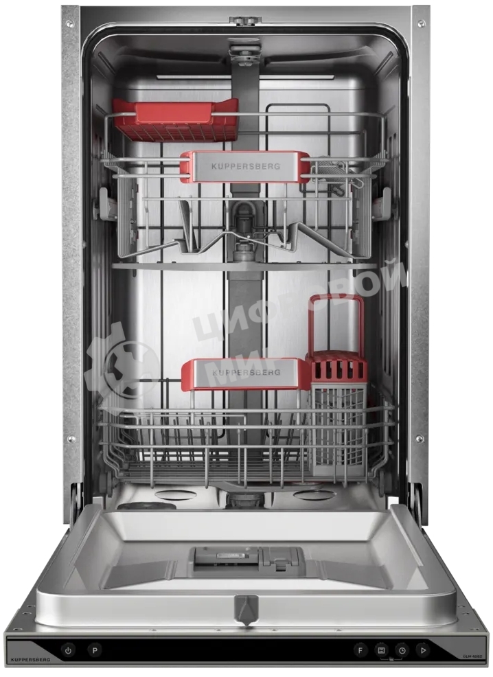 Встраиваемая посудомоечная машина Kuppersberg, High-Tech, 45 см, 10 комплектов, 3 корзины, 7 программ, конденсационная сушка, автоматическое открывание двери, LED подсветка, кнопочное управление, энергоэффективность А+++