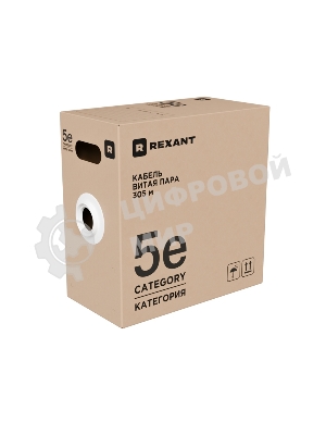 Кабель витая пара Rexant U/UTP, cat.5e, ZH нг(А)-HF, 4PR, 24AWG, INDOOR, SOLID, оранжевый, 305м