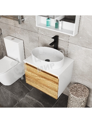 Комплект для ванной, 3 предмета (Тумба Bau Dream Blackwood 60, раковина BAU Nimb 50х36, смеситель для раковины высокий Hotel Black, черный)