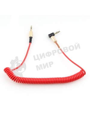 Кабель Cablexpert аудио 90˚ спиральный CCAB-02-35MMLC-1.8MR. 3.5 Jack (M)/3.5 Jack (M), красный, 1.8м, блистер