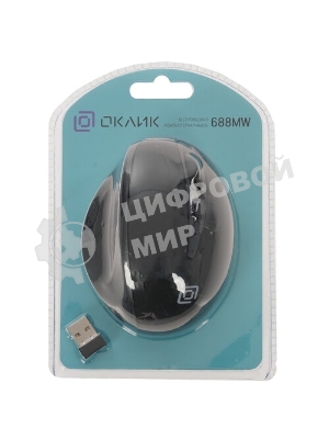 Мышь беспроводная Oklick 688MW ERGO черный, 2400 dpi, радиоканал, Bluetooth, USB, кнопки - 6