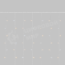 Гирлянда светодиодная Занавес 3х2м 264 LED ТЕПЛЫЙ БЕЛЫЙ прозрачный ПВХ IP44 эффект мерцания 22 нити 12 LED/нить NEON-NIGHT