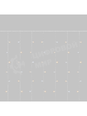 Гирлянда светодиодная Занавес 3х2м 264 LED ТЕПЛЫЙ БЕЛЫЙ прозрачный ПВХ IP44 эффект мерцания 22 нити 12 LED/нить NEON-NIGHT