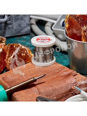 Припой с канифолью Rexant ПОС-61, 100г, Ø3мм, (олово 61%, свинец 39%), катушка