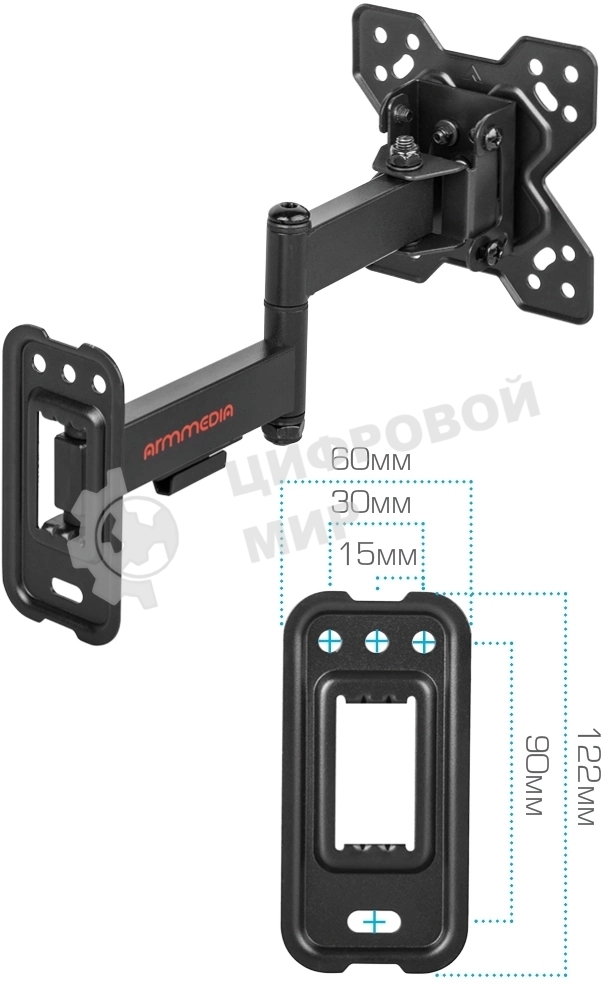 Кронштейн Arm media MARS-6 черный, 10 шт/уп. Кр. стал. настенный для TV 10