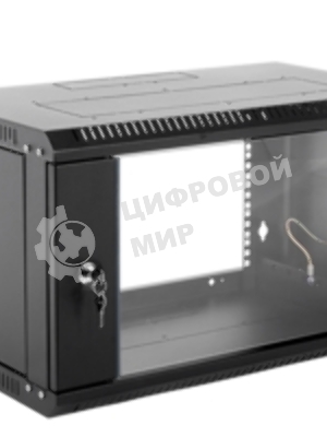 Шкаф коммутационный ЦМО (ШРН-6.650-9005) настенный 6U 600x650мм пер.дв.стекл 200кг черный 600мм 180град.