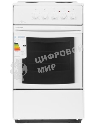 Плита электрическая Flama AE 1402 W белый, конфорок 4 шт, духовка 50 л, 50 см x 85 см x 60 см