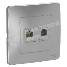 Розетка компьютерная двойная RJ45+RJ45, кат.5E, механизм, алюминий
