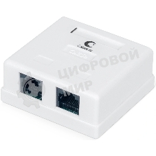 Розетка компьютерная Cabeus WS-8P8C-Cat.5e-2 RJ-45, категория 5e, двойная, внешняя, Dual IDC