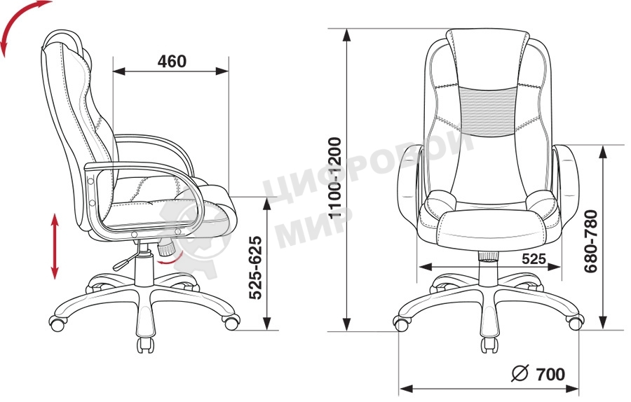 Кресло руководителя Бюрократ CH-839/BLACK черный Пегас искусственная кожа