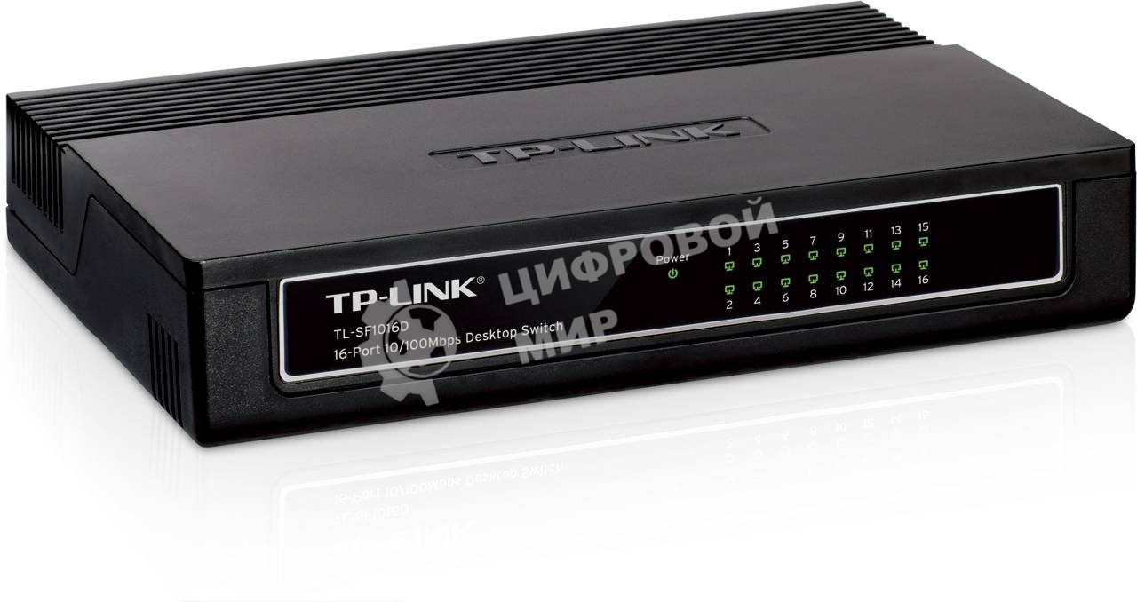 Коммутатор TP-Link SMB TL-SF1016D Коммутатор 16-port 10/100M Desktop Switch, 16 10/100M RJ45 ports, Plastic case