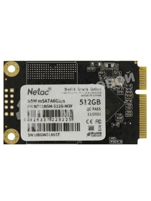 Накопитель SSD Netac N5M, 512Gb, mSATA, R/W 540/490