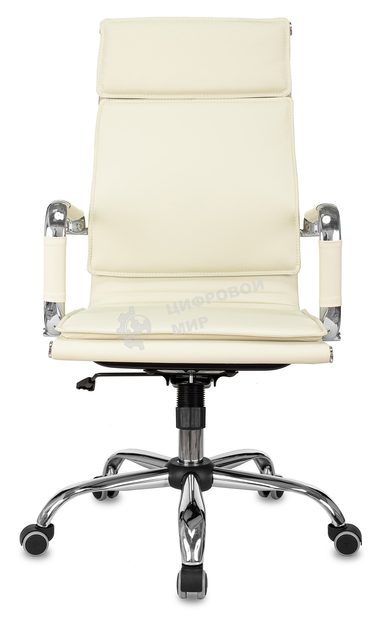 Кресло руководителя Бюрократ CH-993/ivory слоновая кость, искусственная кожа, крестовина хромированная