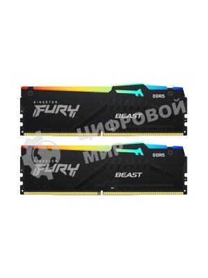 Оперативная память Kingston Fury Beast, DDR5, 16GB (2x8GB), 6000MHz, CL30, DIMM, с радиаторами, RGB, черный
