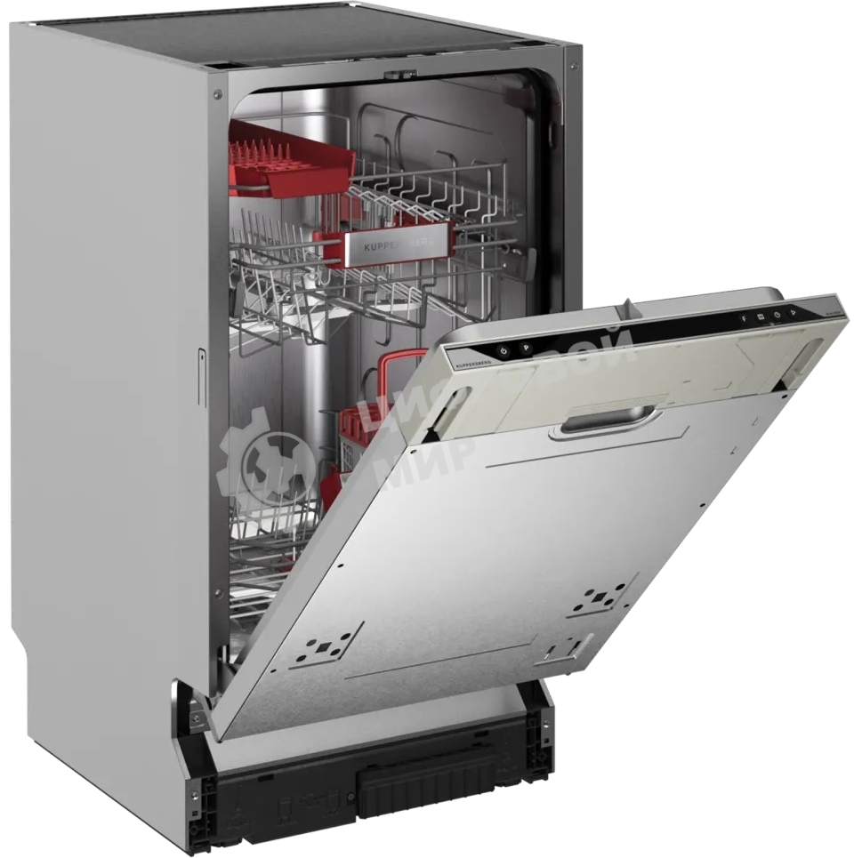 Встраиваемая посудомоечная машина Kuppersberg, High-Tech, 45 см, 10 комплектов, 3 корзины, 7 программ, конденсационная сушка, автоматическое открывание двери, LED подсветка, кнопочное управление, энергоэффективность А+++