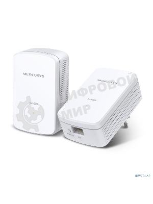 Комплект гигабитных адаптеров Mercusys AV1000 Gigabit Powerline Kit, HomePlug AV2 standard, 1 Gigabit port, 300m over electrical circuits, plug and play.