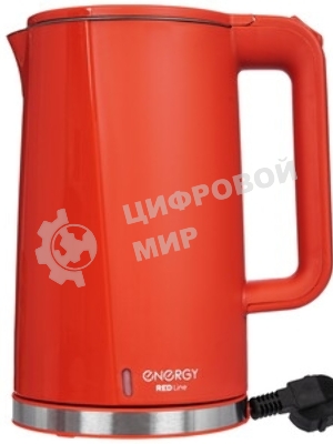 Электрочайник Energy E-208 красный, 1.7 л, 2200 Вт, скрытый нагревательный элемент