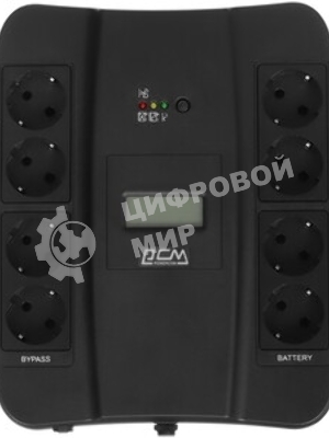 Источник бесперебойного питания Powercom SPIDER, Интерактивная, 900 ВА/540 Вт, Tower, Schuko, LCD, Serial+USB, USB