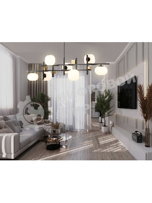 Светильник Ambrella light LH51017/7 BK/BS/FR черный/латунь/белый матовый G9*7 max 28W 1100*240*300