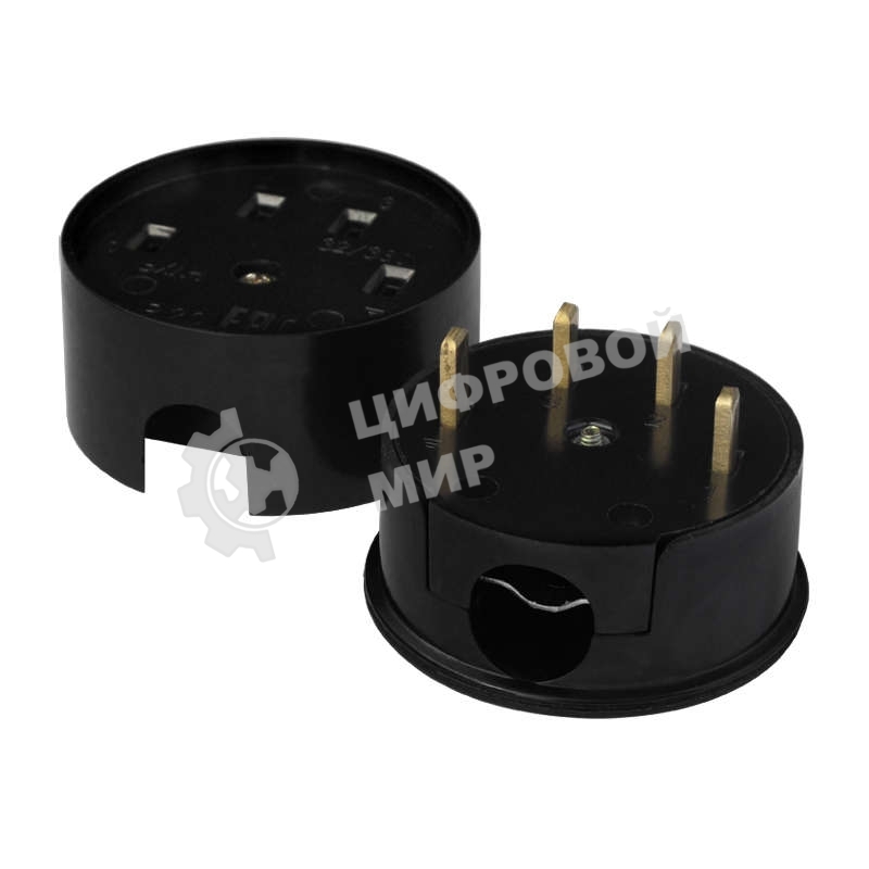 Разъем РШ-ВШ 32А 380В 3Р+РЕ кругл. черный UNIVersal 1233