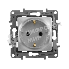 Розетка 2К+З, немецкий стандарт, винтовые зажимы, 16А, 250 В~, Etika, алюминий Розетка 2К+З, немецкий стандарт, винтовые зажимы, 16А, 250В~, Etika, алюминий