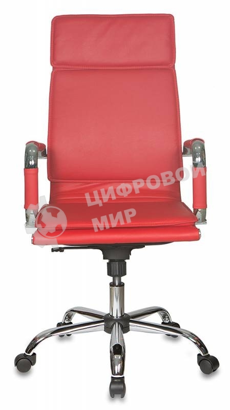 Кресло руководителя Бюрократ CH-993/red красный, искусственная кожа, крестовина хромированная