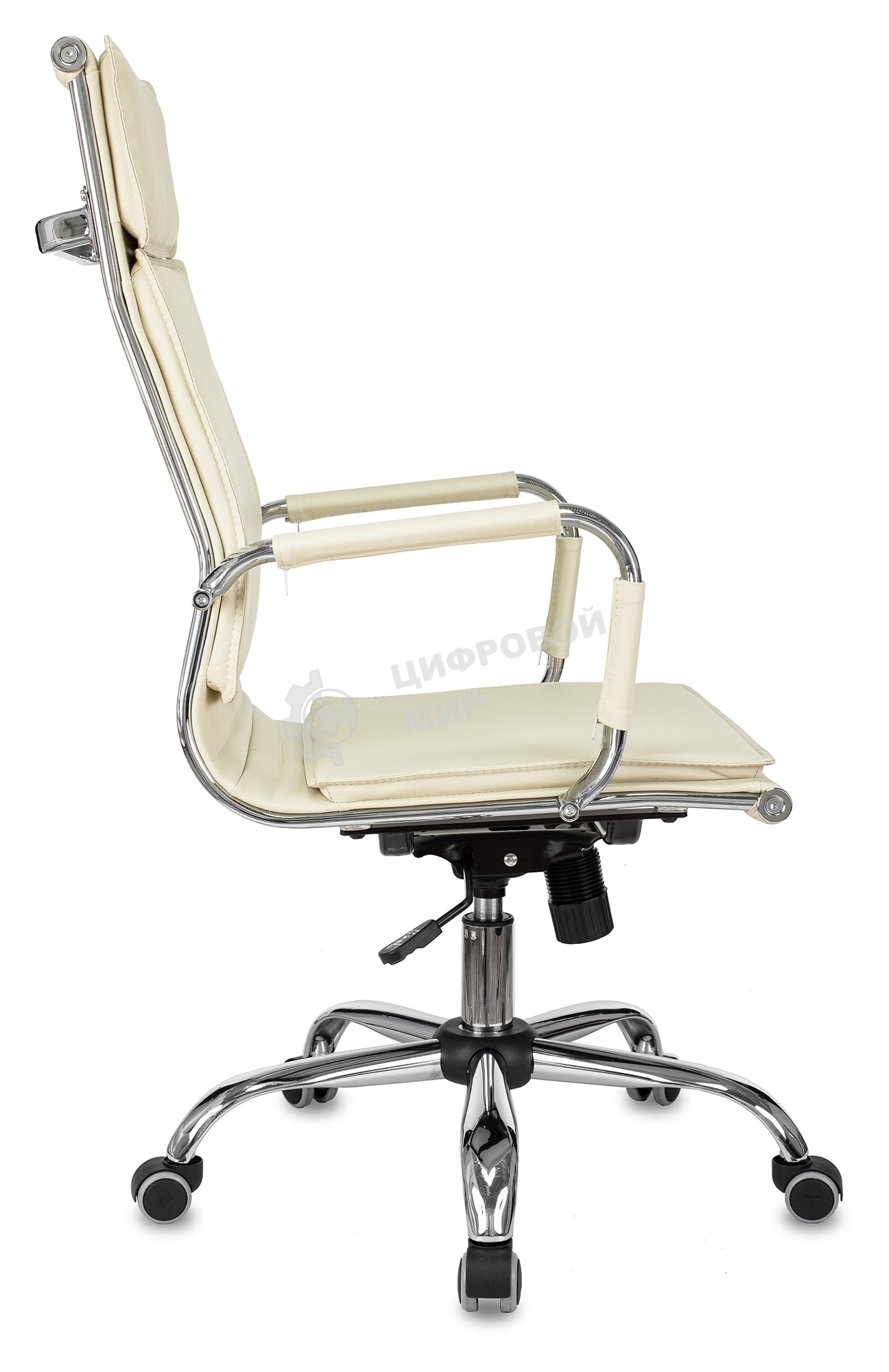 Кресло руководителя Бюрократ CH-993/ivory слоновая кость, искусственная кожа, крестовина хромированная
