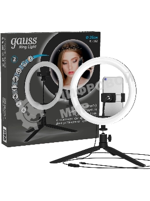 Светильник кольцевой Gauss 14W 700lm 3000-6500K 5V USB IP20 260x23мм черный дим пульт LED