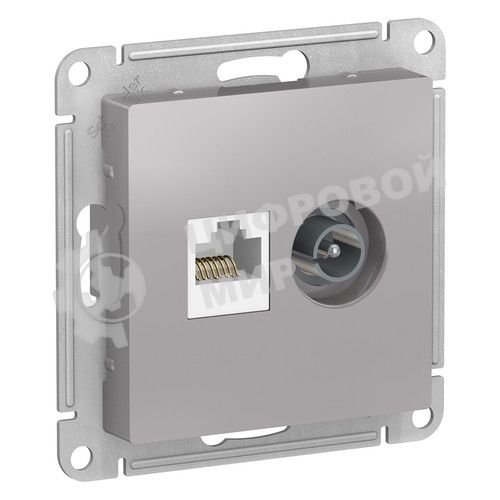 Розетка телевизионная +комп двойная RJ45+TV, кат.5E, механизм ATN000389 Schneider Electric Алюминий