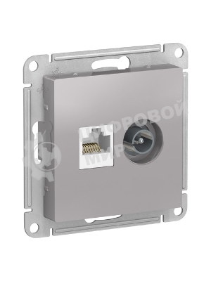 Розетка телевизионная +комп двойная RJ45+TV, кат.5E, механизм ATN000389 Schneider Electric Алюминий