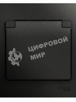 Systeme Electric Glossa Антрацит Розетка с/з со шторками с крышкой, 16А, IP20 (в сборе)