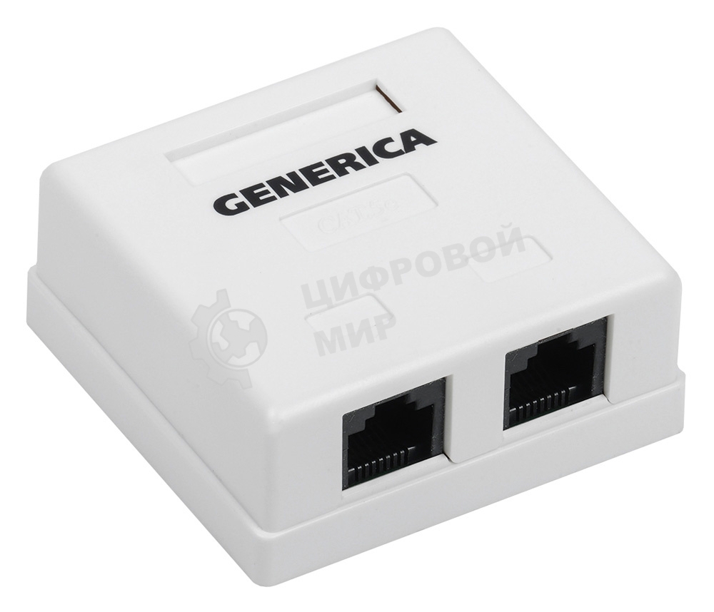 Розетка компьютерная информационная настенная RJ45 кат. 5Е UTP 2 порта GENERICA