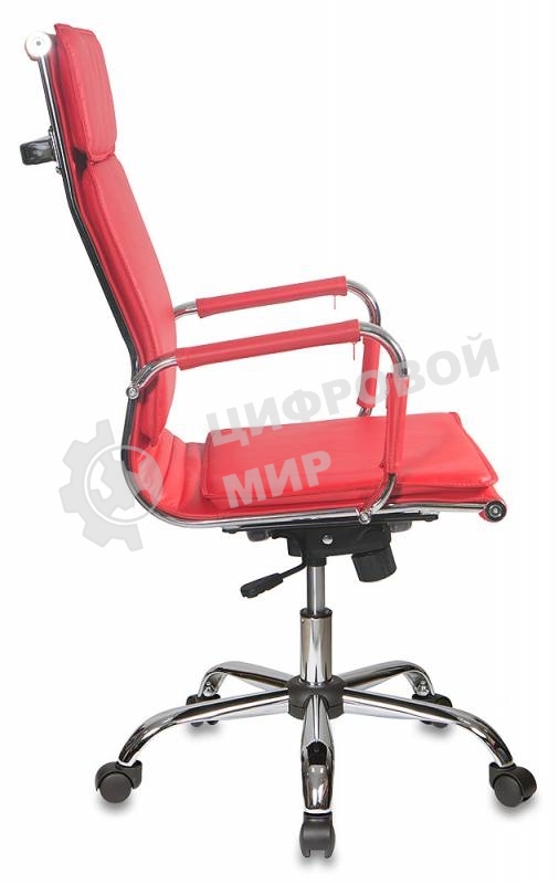 Кресло руководителя Бюрократ CH-993/red красный, искусственная кожа, крестовина хромированная