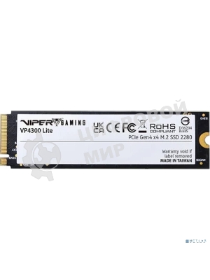 Накопитель SSD Patriot Viper VP4300 Lite, 1Tb, PCIe 4.0 x4, M.2 2280, NVMe, R/W 7400/6400, с радиатором