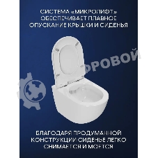 Комплект BAU 6 в 1: инсталляция BAU PRO, унитаз подвесной безободковый Bau Dream 53, сиденье дюропласт микролифт, клавиша BAU Soul, белая