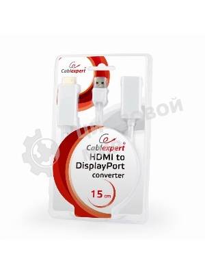Конвертер HDMI->DisplayPort, Cablexpert DSC-HDMI-DP-W, HD19M+USBxHD20F, белый