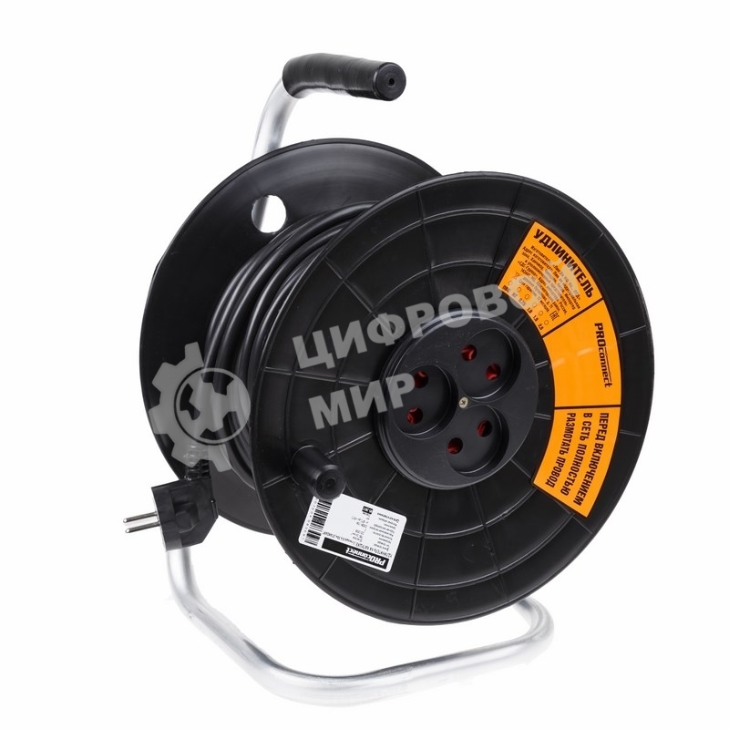 Удлинитель силовой PROconnect на катушке 4 гнезда с/з 40 м 3х1 мм² STANDART