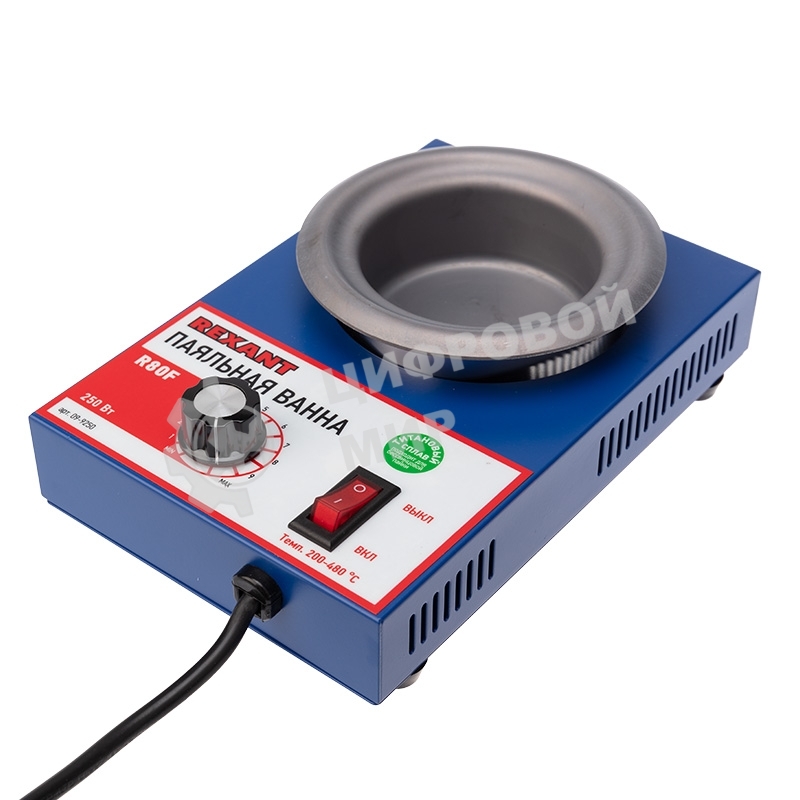 Паяльная ванна Rexant, модель R80F, 250 Вт, ø 80 мм, 200-480 °C, бессвинцовая