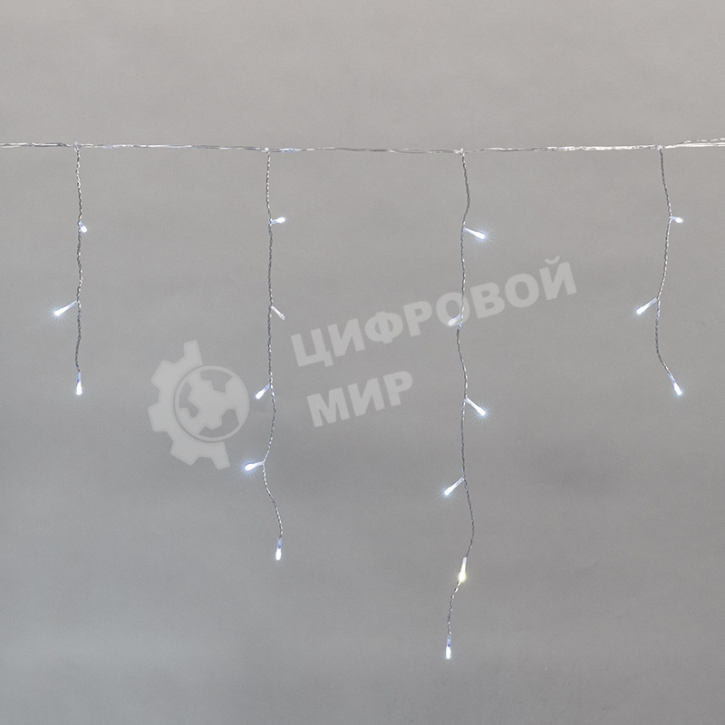 Гирлянда светодиодная Neon-night Айсикл (бахрома) 25х0,6м, c эффектом мерцания, прозрачный провод, IP44, 230В, диоды белые, 588 LED