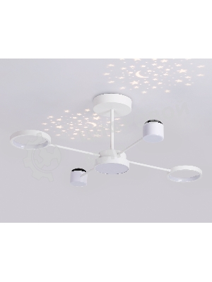 Потолочный светодиодный светильник с пультом Ambrella light FL51631/4+1 WH белый 3000K-6400K 48W 910*745*300 (ПДУ ИК)