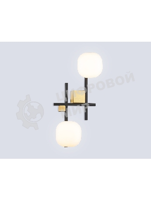 Настенный светильник Ambrella light LH51019/2 BK/BS/FR черный/латунь/белый матовый G9*2 max 28W 230*170*480