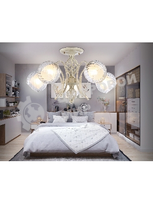 Светильник Ambrella light TR3066/5 WH/GD белый/золото E27*5 max 40W D590*340