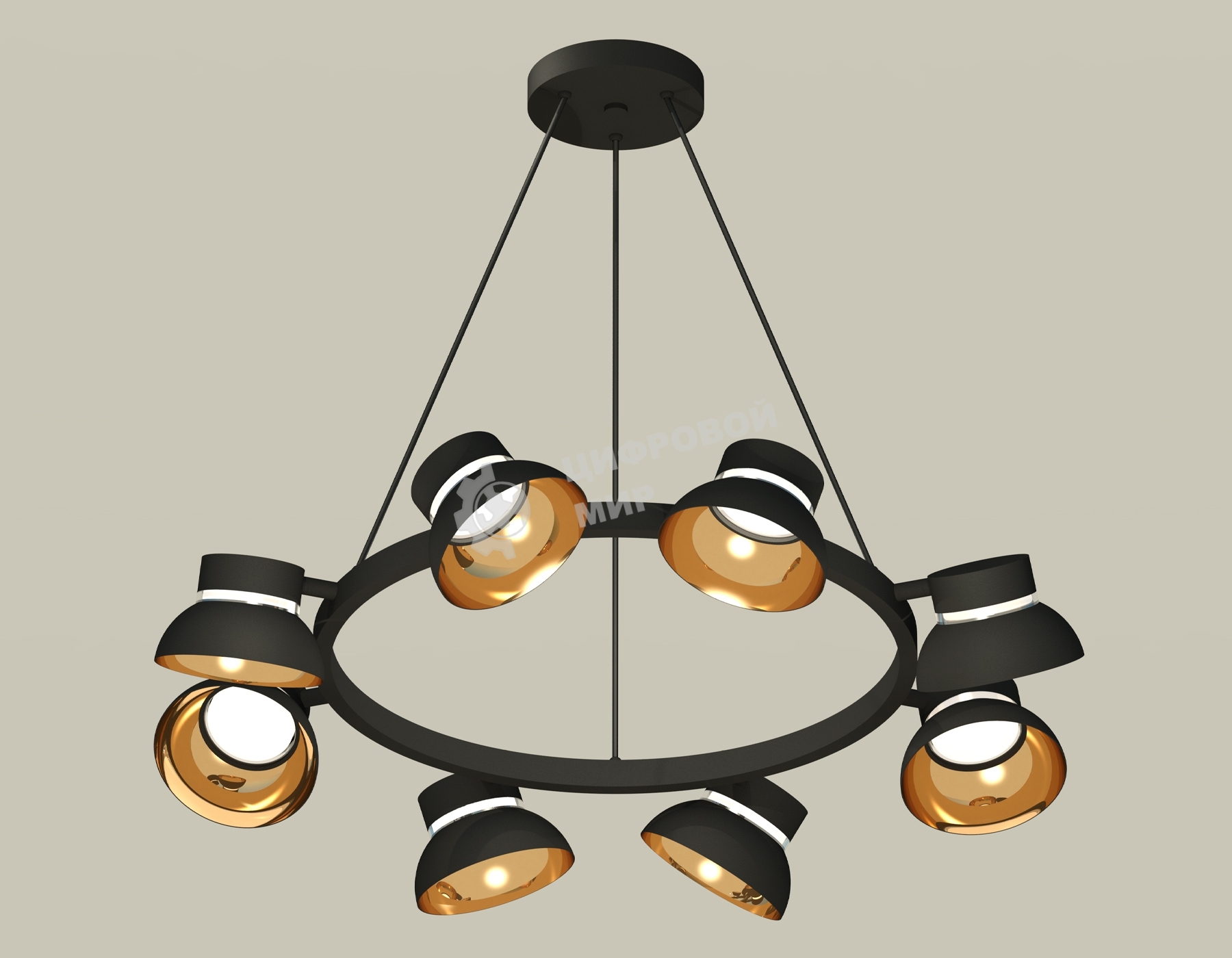 Светильник Ambrella light XB9198101/8 SBK/PYG/CL черный песок/золото желтое полированное/прозрачный GX53 (C9198, N8145)