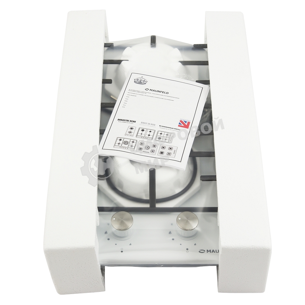 Газовая варочная панель Maunfeld EGHE.32.3EW/G, 2 конфорки, эмалированная сталь, белый