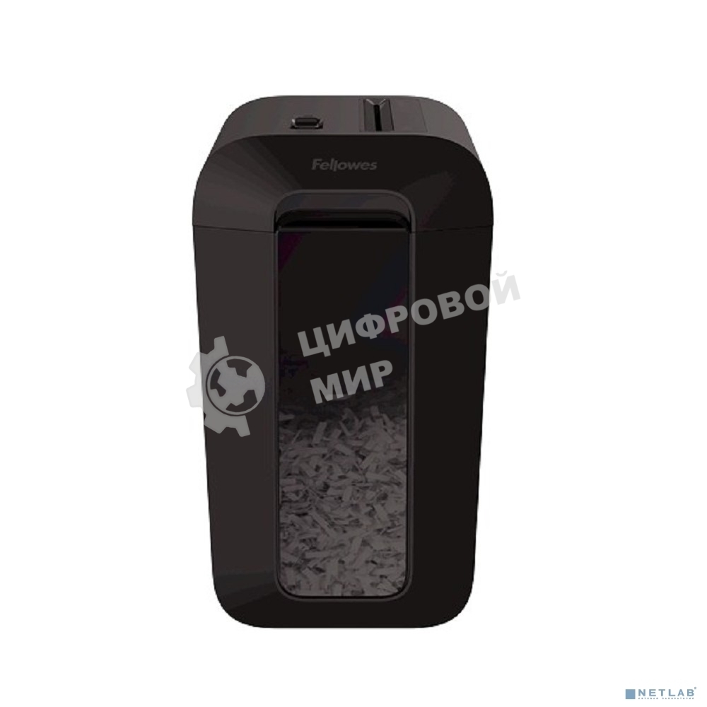Шредер Fellowes PowerShred LX65 черный (секр.P-4)/перекрестный/10лист./22лтр./скрепки/скобы/пл.карты
