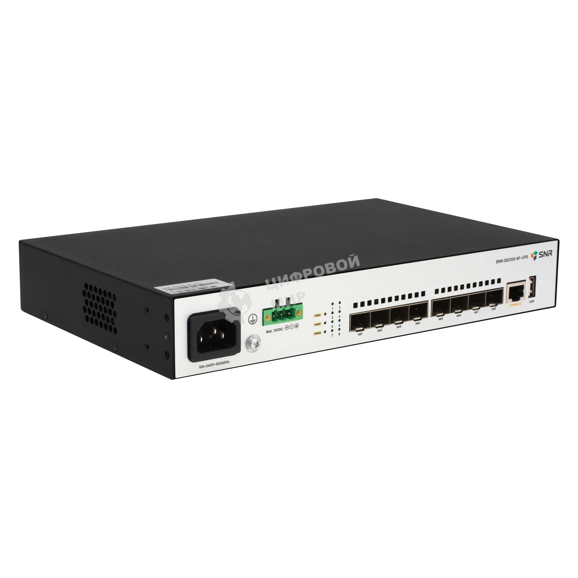 Коммутатор управляемый уровня SNR 2+, 8 x 1/10GE SFP+. Питание: 220V AC + встроенный UPS 12V