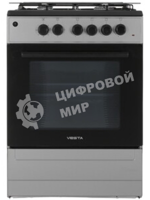 Плита комбинированная VESTA Valencia VGE 10-E Серая Ex, конфорок 4 газовых, духовка 65 л, 60 см x 85 см x 60 см