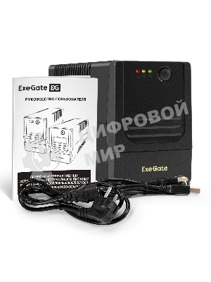 Источник бесперебойного питания ExeGate Power NB-850.LED.AVR.4C13.USB (850VA/510W, LED, AVR, 4*C13, USB, батарея 12V 9Ah, Black)
