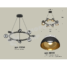 Светильник Ambrella light XB9198101/8 SBK/PYG/CL черный песок/золото желтое полированное/прозрачный GX53 (C9198, N8145)